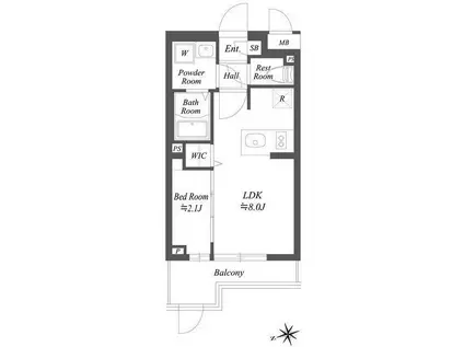 ブランシエスタ用賀(1LDK/1階)の間取り写真