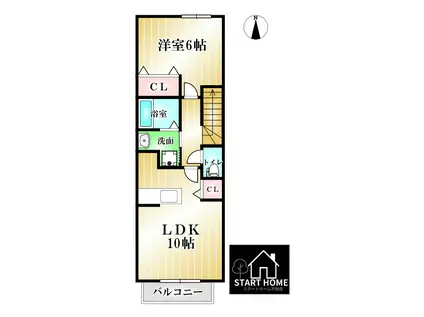 ラッフィナート(1LDK/2階)の間取り写真