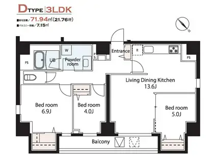 WEAVE BASE -ASUKAYAMA PARK 飛鳥山公園(3LDK/7階)の間取り写真