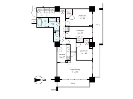 キャナルワーフタワーズ(3LDK/7階)の間取り写真
