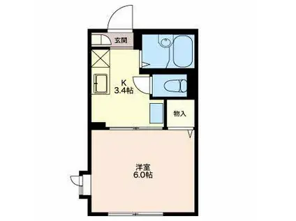 フレグランス勝山(1K/1階)の間取り写真