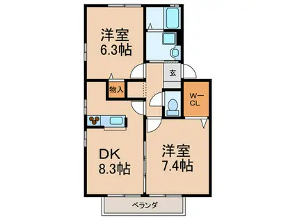 ルミネ花園(2DK/2階)の間取り写真