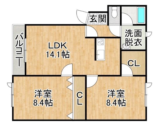 ウエスト202(2LDK/2階)の間取り写真