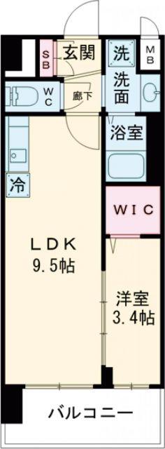 ソルテラス京都JUJO華(1LDK/2階)の間取り写真