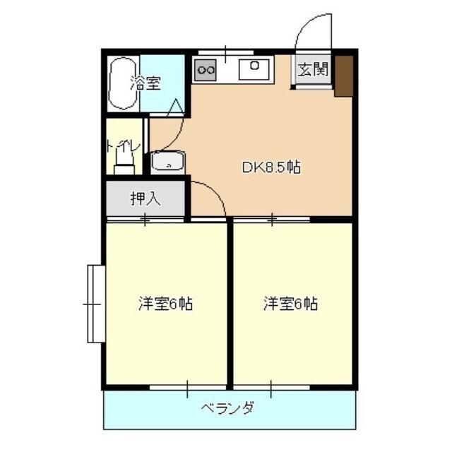 メゾンエスポワール(2DK/2階)の間取り写真
