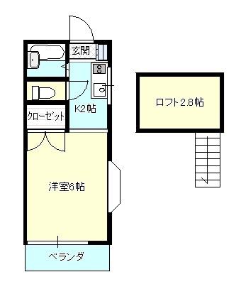 グリーンハイツ南(1K/2階)の間取り写真