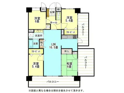 アメニティ企救丘I(4LDK/6階)の間取り写真