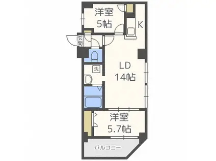 ビッグパレス中島公園(2LDK/4階)の間取り写真