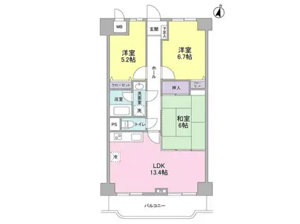 ラ・コスタ壱番館(3LDK/12階)の間取り写真