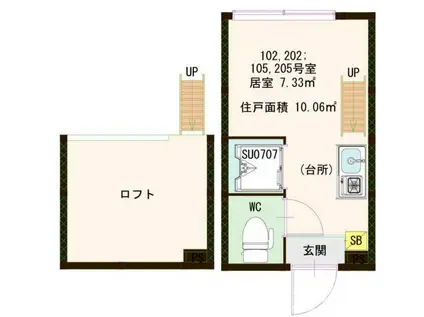 ハーモニーテラス上落合(ワンルーム/1階)の間取り写真