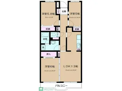 イーストパーク胡録台(3LDK/2階)の間取り写真