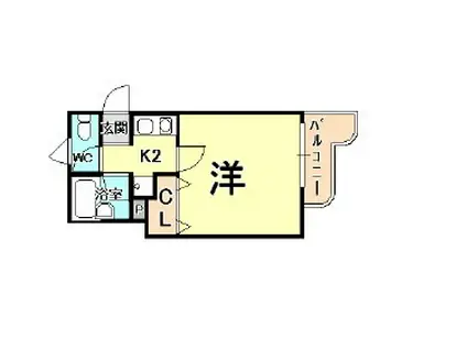 ベルカンポ宝津(ワンルーム/3階)の間取り写真