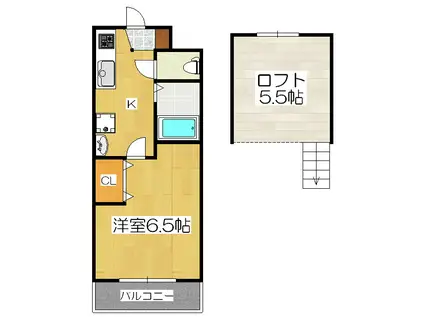 イーストビューヤサカ(1K/3階)の間取り写真