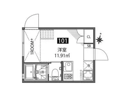 チトカラアパートメント(ワンルーム/1階)の間取り写真