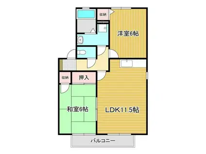 ハイカムール春日(2LDK/2階)の間取り写真