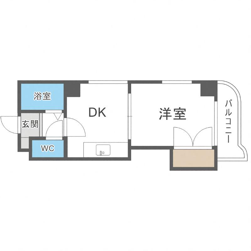 プレジール山鼻(1DK/3階)の間取り写真