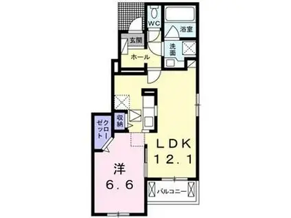 ファウンテン ヒルズII(1LDK/1階)の間取り写真