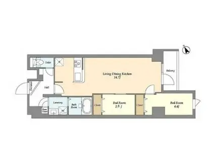 アルファコート曳舟2(2LDK/1階)の間取り写真