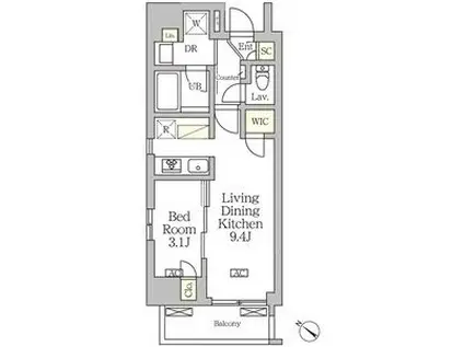 アジールコート松濤(1LDK/11階)の間取り写真