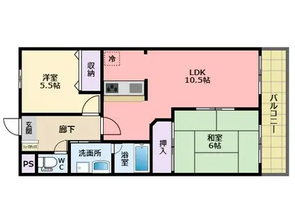 室川東館(2LDK/2階)の間取り写真