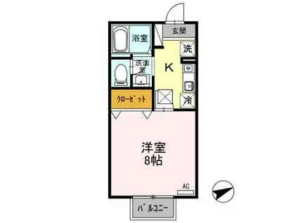 ビビッドK(1K/1階)の間取り写真