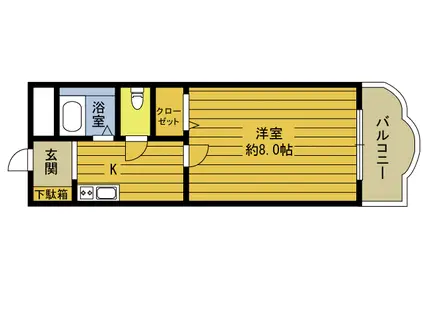 メリヴェール泉(1K/1階)の間取り写真