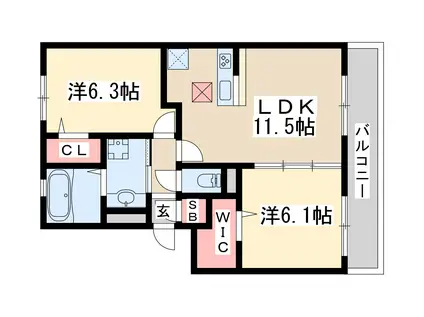 M&Mグレイシア(2LDK/1階)の間取り写真