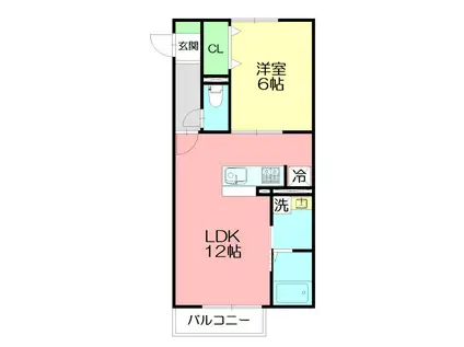 LAID-BACK(1LDK/1階)の間取り写真