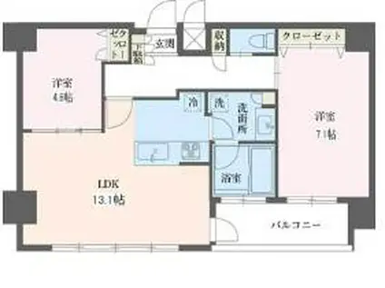 リーフコンフォート赤羽(2LDK/13階)の間取り写真