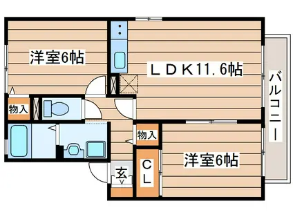 グレースコート壱番館(2LDK/1階)の間取り写真