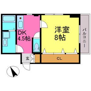 キャッスルM&K(1DK/4階)の間取り写真