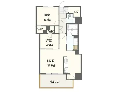 プラウドタワー郡山(2LDK/13階)の間取り写真