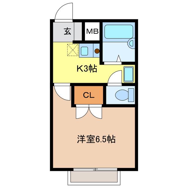 アンプルールブワK・K(1K/2階)の間取り写真