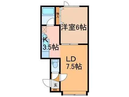 OAK III(1LDK/1階)の間取り写真