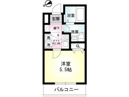 山手ビューハイム(1K/2階)の間取り写真