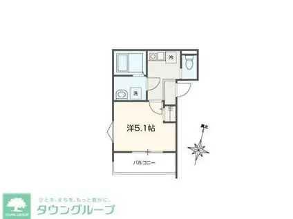 MELLAS西大宮III(1K/1階)の間取り写真