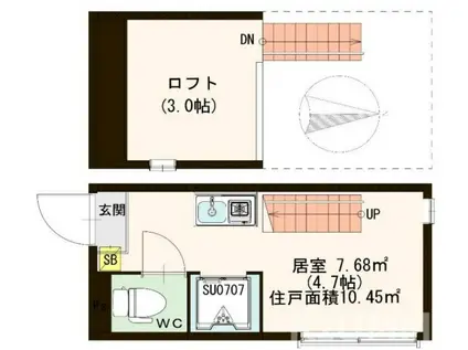 クラベル(ワンルーム/1階)の間取り写真