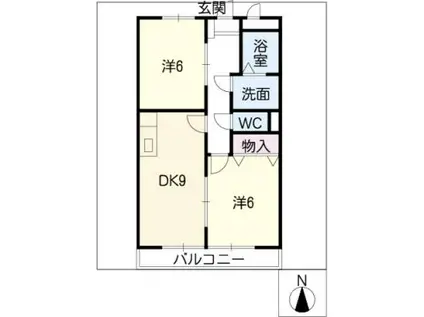 CRESCENT COURT 曽我(2DK/2階)の間取り写真