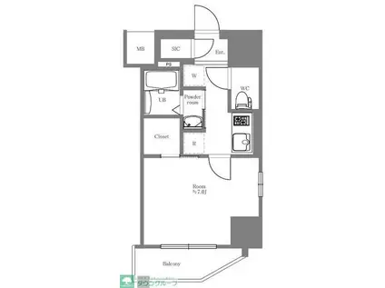 エステムコート亀戸東京イースト(1K/9階)の間取り写真