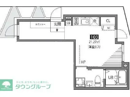 千歳烏山ヴィレッジC(ワンルーム/1階)の間取り写真