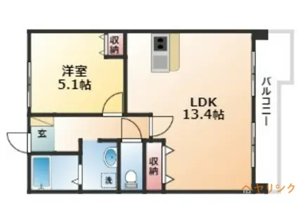 サンデンハイツ(1LDK/3階)の間取り写真