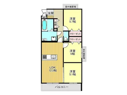 カーサフェリーチェ(3LDK/1階)の間取り写真