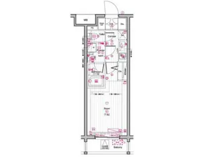 THE PREMIUM CUBE G 東中野(1K/1階)の間取り写真