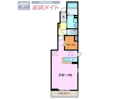 H.T.ミニョンIV(1K/1階)の間取り写真