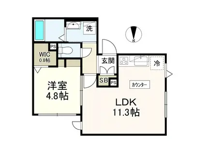 ステラ下連雀(1LDK/1階)の間取り写真
