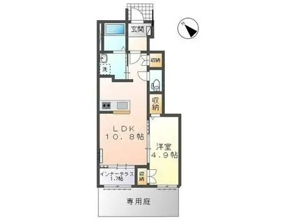 ジュヌモンド(1LDK/1階)の間取り写真