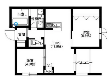 WIND VALLEY-ウィンドバリー-(2LDK/3階)の間取り写真