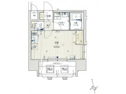 アドバンス難波南シャルム(1K/13階)の間取り写真