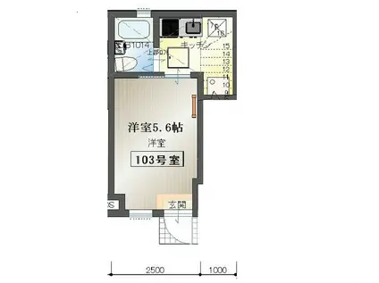 マイレジデンス府中(1K/1階)の間取り写真