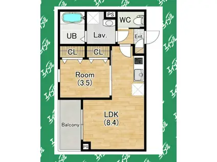 ジーメゾン清須ゼニエス(1LDK/3階)の間取り写真